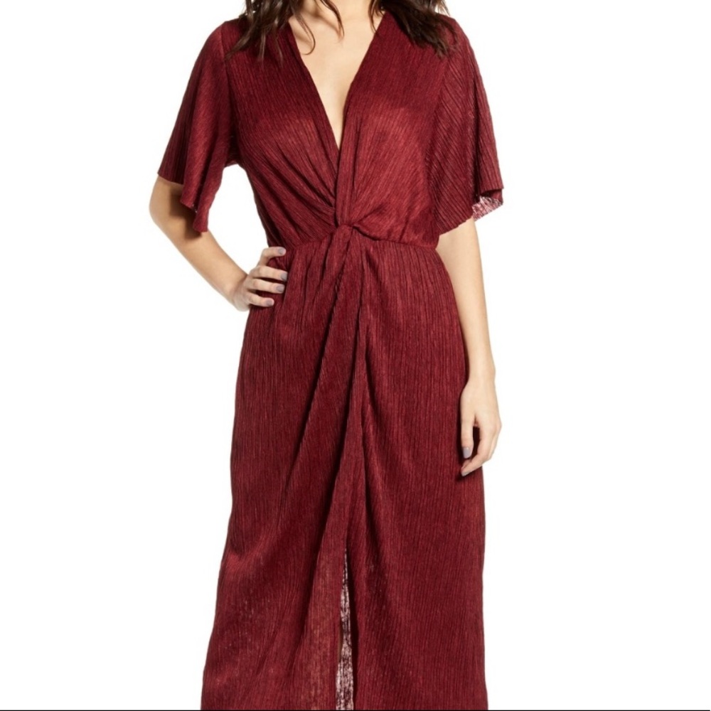 All in Favor Cabernet Midi Wrap Dress